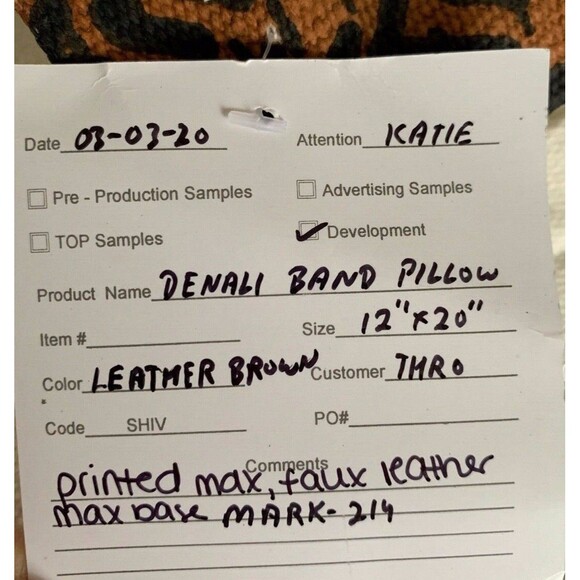 THRO Marlo Lorenz Tribal Denali Band Faux Leather/Linen Pillow Case Sham 12 x 20 - Picture 3 of 3